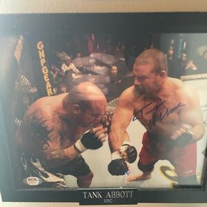 UFC TANK ABBOTT AUTOGRAPHED PHOTO COA FROM PSA/DNA